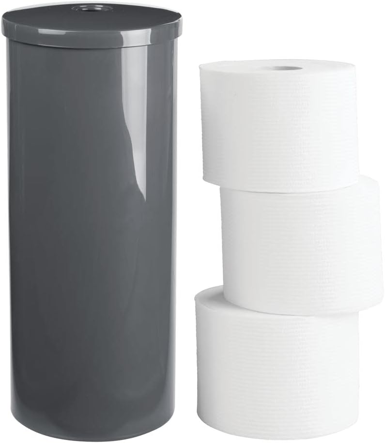 m-design 3-Roll Plastic Toilet Paper Organizer, Charcoal Gray - Aura Collection - Image 3